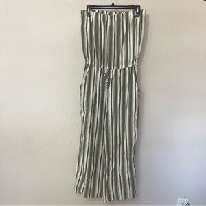 Tacera Black and White Jumpsuit with Elastic Waist